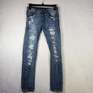 BLACK Premium Women’s Skinny Flex Jeans‎ 26x30 Distressed Ripped Stretch Denim